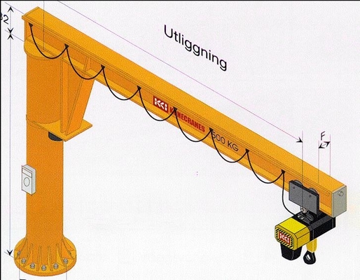 Brazo voladizo Jib Crane Free Standing de la longitud fija de la columna los 8m 3,2 toneladas