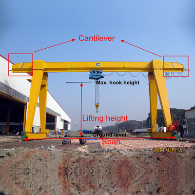 Pórtico Crane With Hoist Span de 10 Ton Electric Travelling Single Girder 16 metros