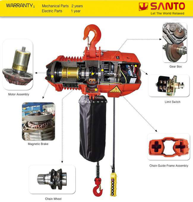 Gancho modificado para requisitos particulares de HHBD 2 Ton Electric Chain Hoist With/carretilla motorizada